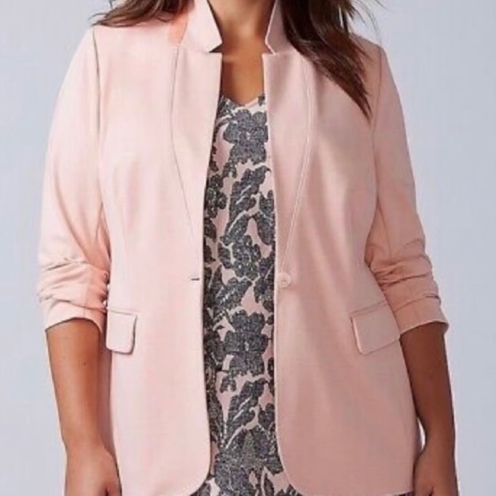 Lane Bryant Pale Pink Open-Front Blazer